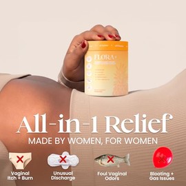 Flora+ Women’s Vaginal Probiotic Gummies for pH Balance, Odor and Freshness Support with Prebiotics & Hyaluronic Acid, Sugar Free Pineapple, Vegan Non