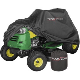 Tough Cover Heavy Duty Marine Grade Universal Zero Turn Lawn Mower Cover - 75" L x 47" W x 49" H, Black - Waterproof & UV Resistant Dust Cover for Riding Lawn Mower & Outdoor Storage