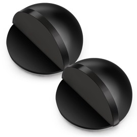 MorningRo 2 Pcs Self Adhesive Door Stoppers, Stainless Steel Floor Door Stop Wall Protector, Half Dome Floor Gate Stopper for Living Room, Bedroom, Bathroom, Office (Black)