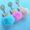 LXSSLY Blue Fox Keychain for Women,Rabbit Fur Ball Pom Pom