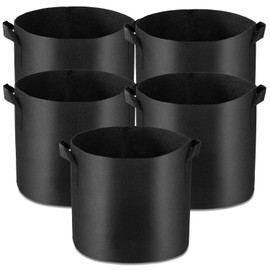 Garden4Ever 5-Pack 5 Gallon Grow Bags Heavy Duty Container Thickened Nonwoven Fabric Plant Pots with Handles Black