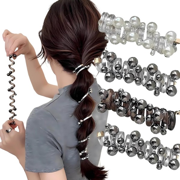 4pcs No Damage Soft Elastic Spiral Hair Ties,Coil Phone Cord