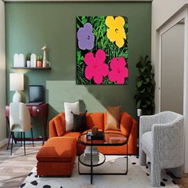 BOHU ARTS Andy Warhol Canvas Wall Art Warhol Pop Art Flowers Framed Painting for Bedroom Livingroom Office