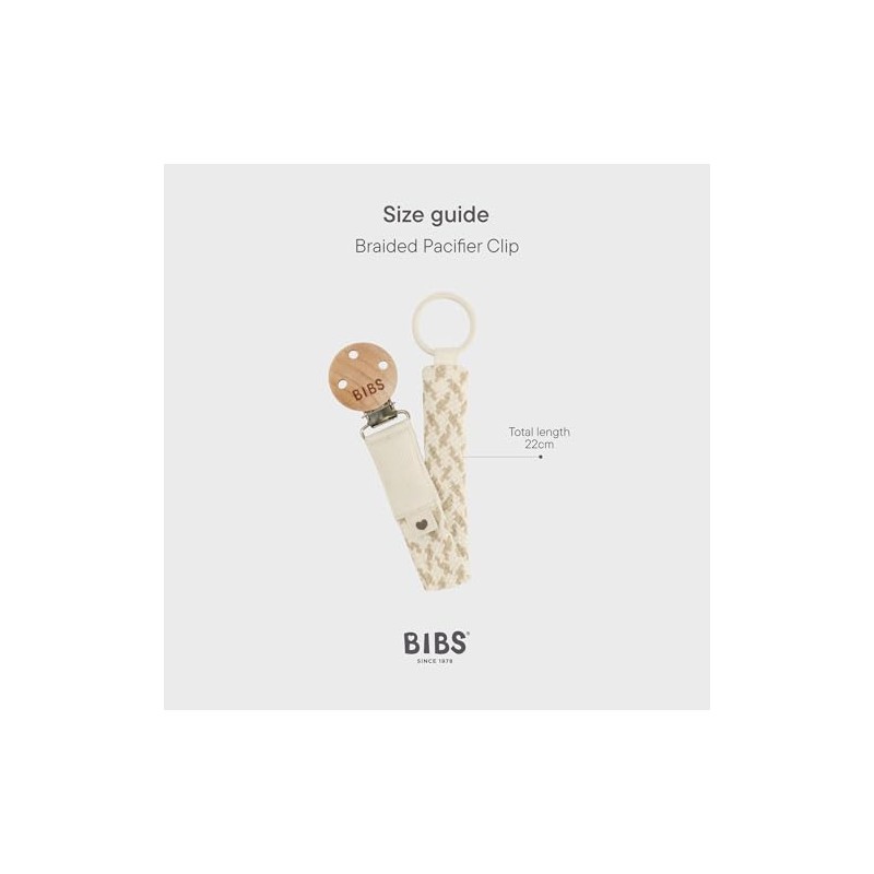 BIBS Pacifier Clip Braided Dusty Pink/Baby Pink