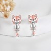 925 Sterling Silver Women's Cute fox Earrings Hypoallergenic fox Earrings