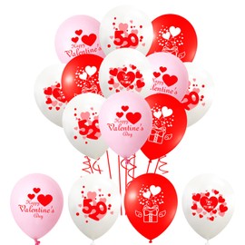24 Pcs Valentines Decorations Balloons, Valentine Balloons Set, Valentine Latex Balloons, Happy Valentine's Day Red Pink White for Romantic Valentine's Day Decoration