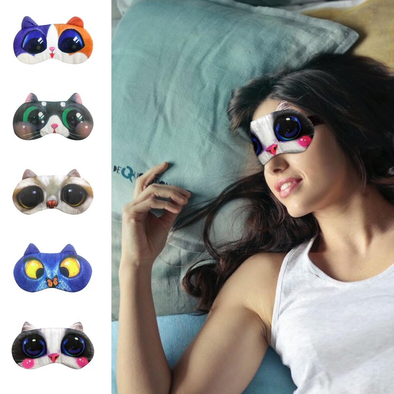 5 Cat Eye Masks 5 Pairs Blue Sponge Ear Plugs