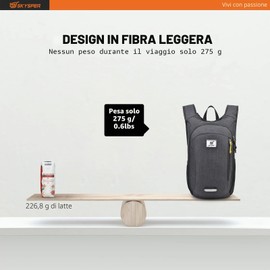 SKYSPER Zaino Leggero Pieghevole 10L, Zainetto Richiudibile Zaino Hiking Salvaspazio per Trekking Viaggi Brevi Escursioni Ciclismo