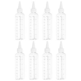 PATIKIL 230 Ml/8 oz Plastic Squeeze Bottles with White Top Cap, 8 Pcs Graduated Round Dispensing Bottle Empty Pointed Bottle for Liquids, Crafts, Oils, Condiments, Transparent