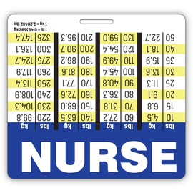 Nurse Badge Buddy with Height & Weight Conversions – Horizontal Nurse ID Tag with Royal Blue Bar – Double-Sided Medical Badge for Hospital & Clinic Staff