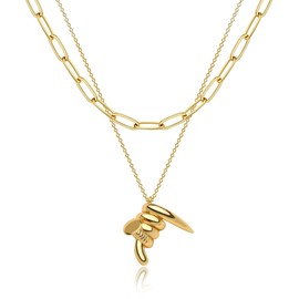 Fettero Layered Necklace Set Gold Paperclip Chain Choker Bold Nail Pendant 14K Gold Plated Dainty Simple Jewelry for Women