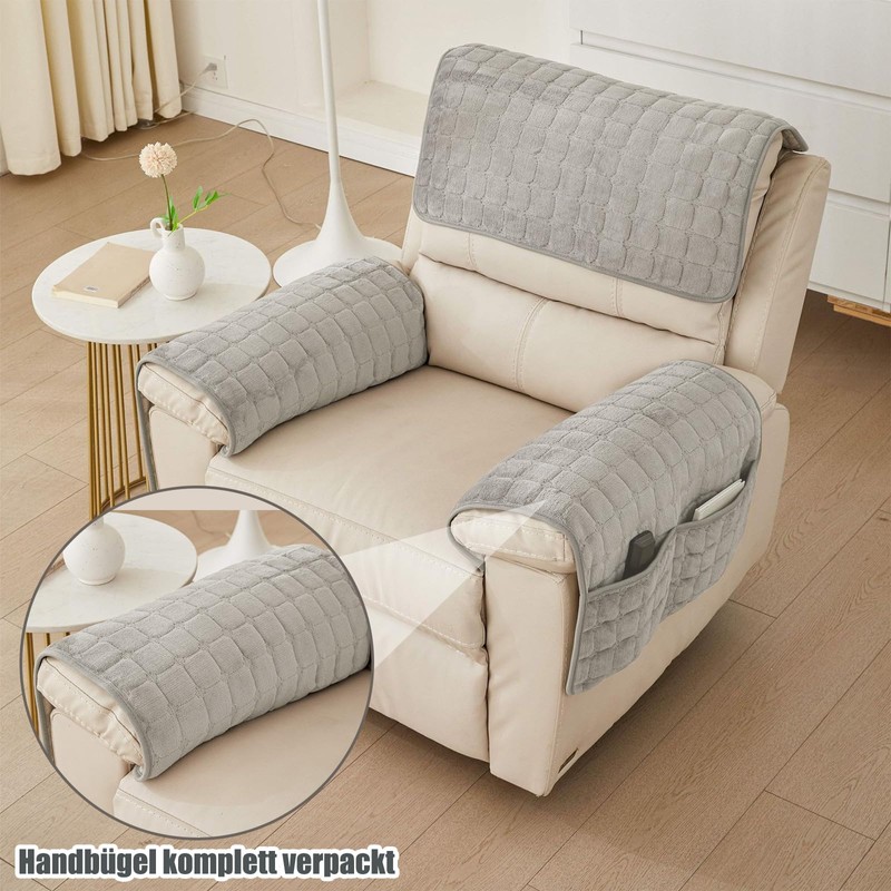 RAINPOP Sofa Armrest Cover with Side Pocket, Nonslip Armchair Cover