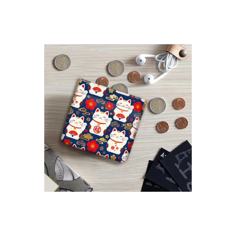 Peacoblue 4 monederos pequeños de cuero para mujer, Japanese Lucky