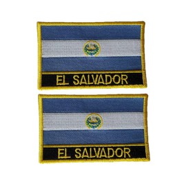 vmcoatdu 2 Pieces El Salvador Flag Rectangle or Shield Salvador Embroidered Patch Badge Emblem with Sew Iron on Applique Patches (Blue El Salvador, Rectangle/3.2"x2"(8x5cm))