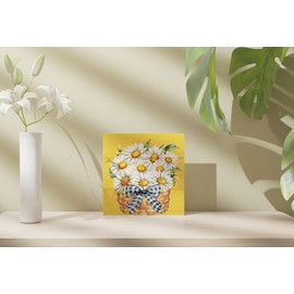 ULEGIE Daisy Decor, Summer Decorations For Office Bathroom Kitchen Home, Yellow Wooden Box Sign For Bathroom Shelf Wall Table Decoration 5x5 inch