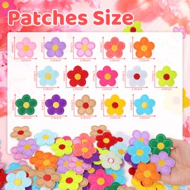 NICEVINYL NICEVINYL Cute Flower Iron on Embroidered Patches: 60pcs Floral Iron on Patches Repair Sew on Embroidery Applique Patch for Clothing