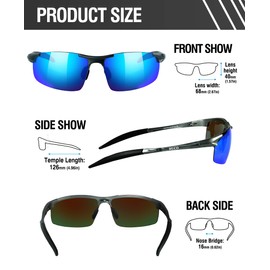 DUCO Men's Driving Sunglasses Polarised Glasses Sports Eyewear Fishing Golf Goggles 8177S (Gunmetal Frame,Revo Blue)