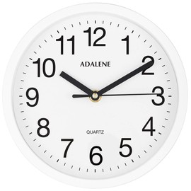 Adalene 8 Inch White Wall Clocks Battery Operated for Living Room Décor, Vintage Modern Decorative Wall Clock Silent Non Ticking for Kitchen Bedroom Bathroom Office School Classroom