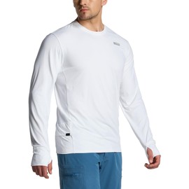 CQR Men's UPF50+ Sun Protection Shirts, Quick Dry Long Sleeve Rash Guard, Athletic Running Workout Fishing Cooling Shirts, Protector White, X-Large