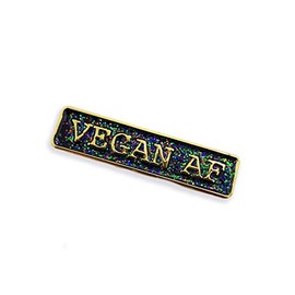 Vegan AF Black Glitter Enamel Pin Badge
