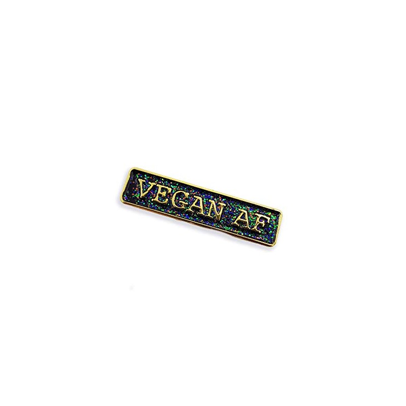 Vegan AF Black Glitter Enamel Pin Badge
