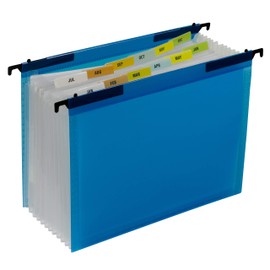 C-Line 13-Pocket Expanding File with Hanging Tabs, Bright Blue, 8-1/2" x 11" (58215)