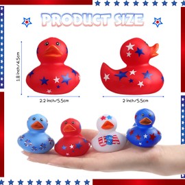 Jerify 72 Pcs 2 Inch Patriotic Rubber Ducks Summer Small Shower Float Rubber Ducks Star Rubber Ducky for Bath Birthday Gifts Baby Showers Beach Pool 4th of July Independence Day (Classic)