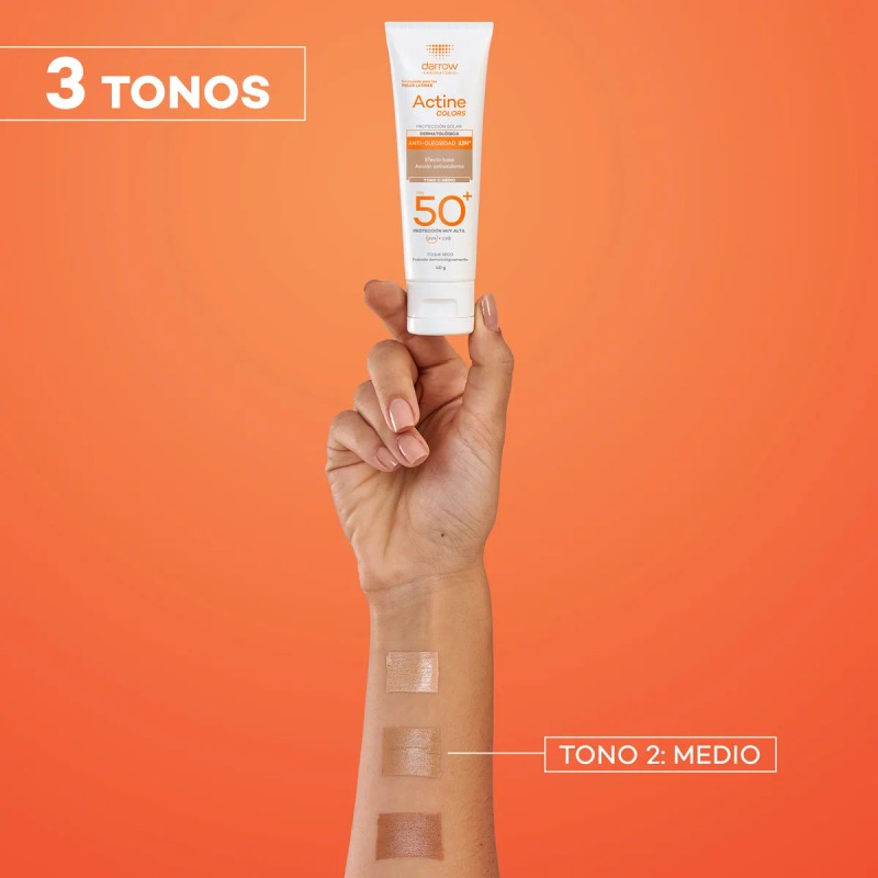 Protector Solar Dermatológico Facial Actine Colors Medio Fps50 40g Darrow