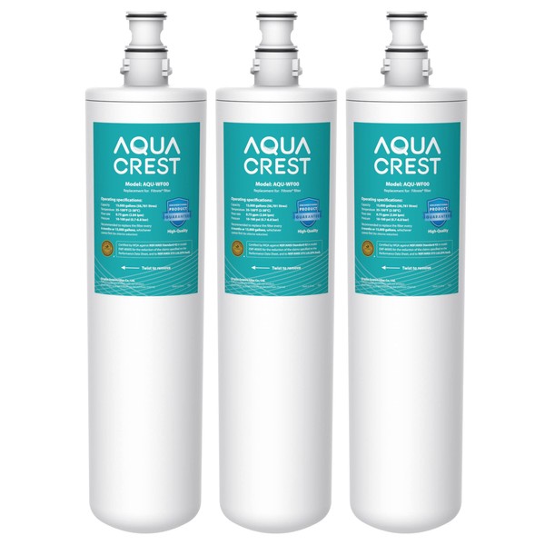 AQUA CREST 3US-PF01 Under Sink Water Filter, NSF/ANSI 42 Certified Replacement for Advanced 3US-PF01, 3US-MAX-F01H, Delta RP78702, Manitowoc K-00337, K-00338 Water Filter, 3 Pack, Model No.AQU-WF00