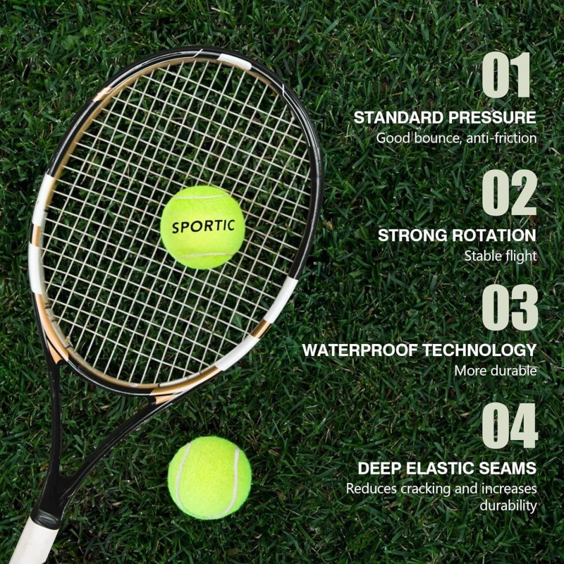 SPORTIC 4 PCS Tennis Balls,High Bounce Practice Tennis Balls with