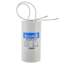 BOJACK Run Capacitor 60 uF 450V AC 60 MFD CBB60 2 Wire 50/60Hz Cylinder Motor Run Capacitor for Motor Blower air Compressor and air Conditioner Compressor Replacement Part