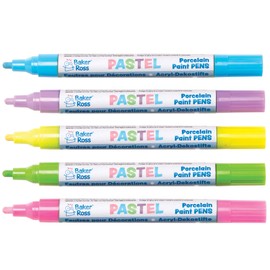 Baker Ross AT479 Paint Pens Acrylic Pastel Marker Set, Art and Craft Supplies-Pink, Blue, Purple, Yellow and Green (5 Pack), Assorted, 5 Count (Pack of 1)