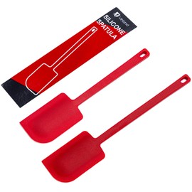 2 Pcs Silicone Scraper Set, Food Grade Rubber Scraper, Upgraded Sturdy Handle Set, Heat Resistant up to 600°F, Suitable for Baking, Scraping, & Mixing, Dishwasher Safe (Red)