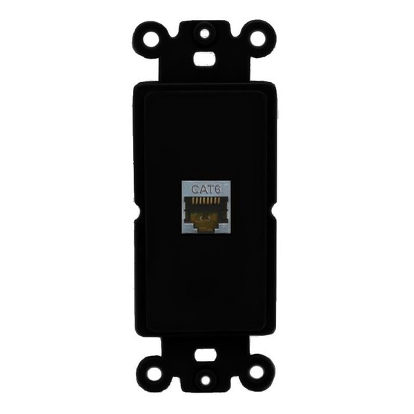 RiteAV 1 Port CAT6-SHIELDED Rocker Insert Module Wall Plate [Black]