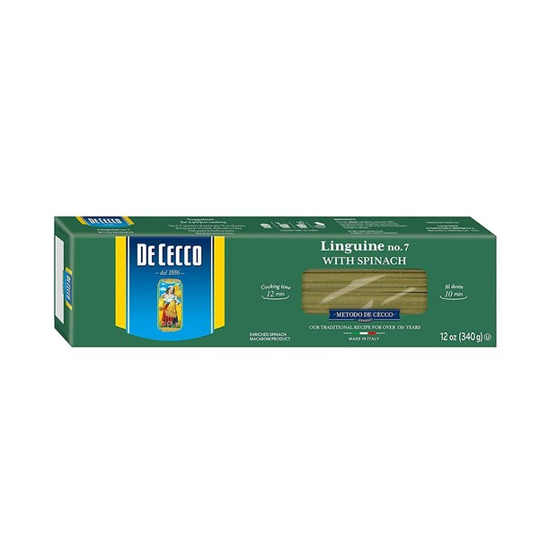 De Cecco Linguini with Spinach, Pack of Eight 12 Oz Boxes