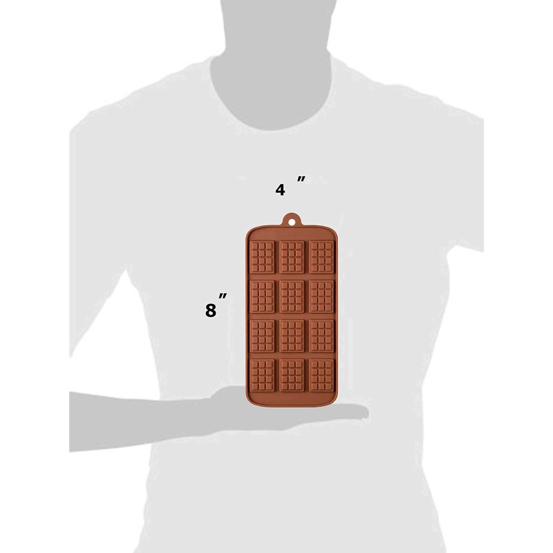 2 Pack 12-Cavity Silicone Mini Rectangle Thin Waffle Chocolate DIY