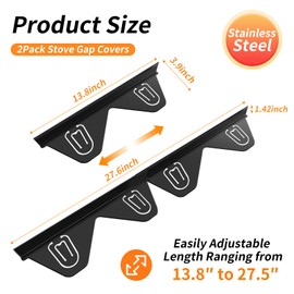 Stainless Steel Stove Gap Covers (2 Pack), Upgraded Version, Stove Gap Filler, Range Trim Kit for Kitchen Counter, Heat Resistant, Adjustable Length 13.8” to 27.5”, Width1.3”