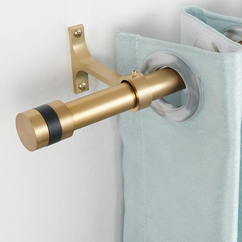 1Inch Diameter Single Curtain Rods with Decorative Finials 72-144inch, Warm