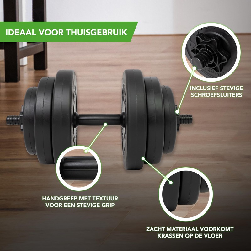 Tunturi Vinyl Dumbbell Set 28kg, 2 Dumbbells, 12 Weight Plates,