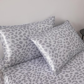 Schueling Design 2 Pack Leopard Print Satin Pillow Covers Super Soft Pillow Case with Envelope Closure for Bed Sofa Couch