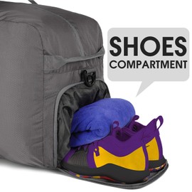 28" Foldable Duffle Bag 80L for Travel Gym Sports Lightweight Luggage Duffel By WANDF (28 inches (80 Liter), Grey 28'')