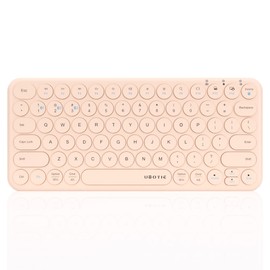 UBOTIE Portable Slim Bluetooth Keyboard, Wireless Colorful Compact 78keys Silent Linear Scissor Switch Round Keycaps TKL Keyboards with Power on/Off for Tablet, PC, Laptop, Smart Phones（Pink）