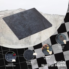 Diflart Natural Marble Stone Cutting Board for Kitchen, 16x20 Inch, Black, Marble Slab Pastry Board Large with Non Slip Feets for Keep the Dough Cool and Chocolate Tempering, Pack of 1 Pcs