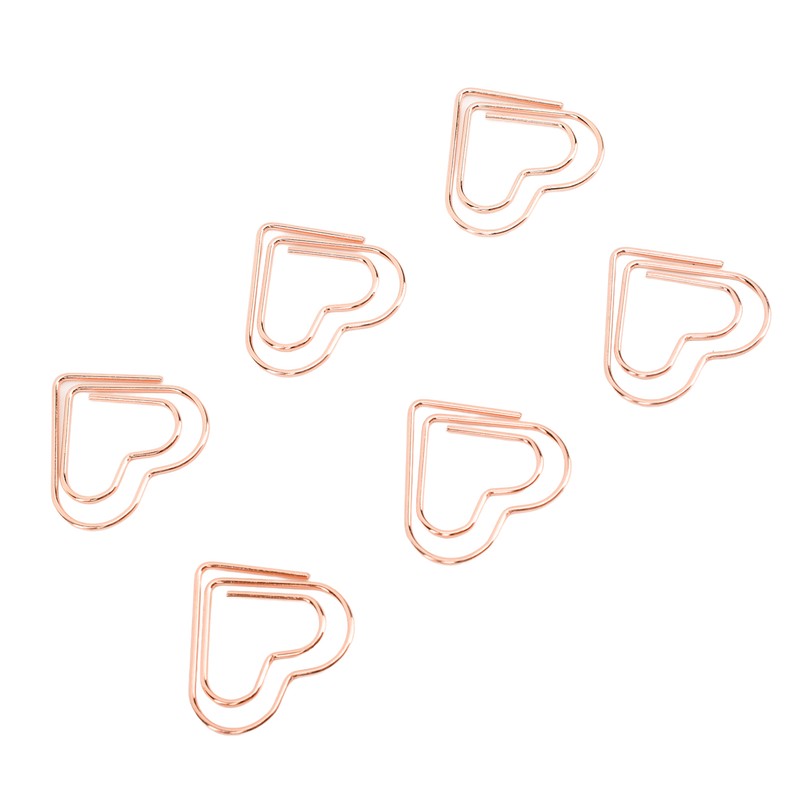 100pcs Heart Shape Paper Clips Cute Metal Paper Clips Portable