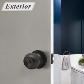 Probrico Ball Privacy Door Knobs Bed and Bath Keyless Handles Locksets, Oil Rubbed Bronze Finish, 6 Pack