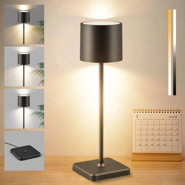 BKZO Cordless Table Lamp Rechargeable, Wireless Charging LED Table Lamp,