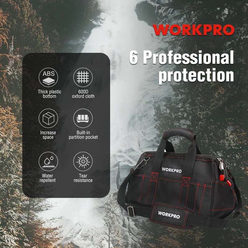 WORKPRO 16-inch Close Top Wide Mouth Tool Storage Bag with