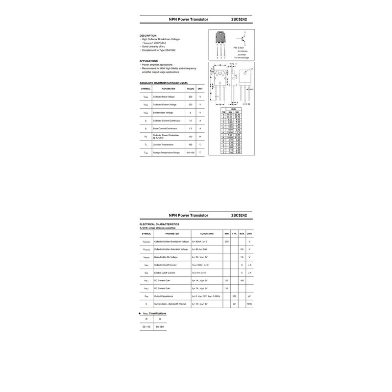 YEGAFE 1962 5242 (2 Pcs 2SA1962 + 2 Pcs 2SC5242)