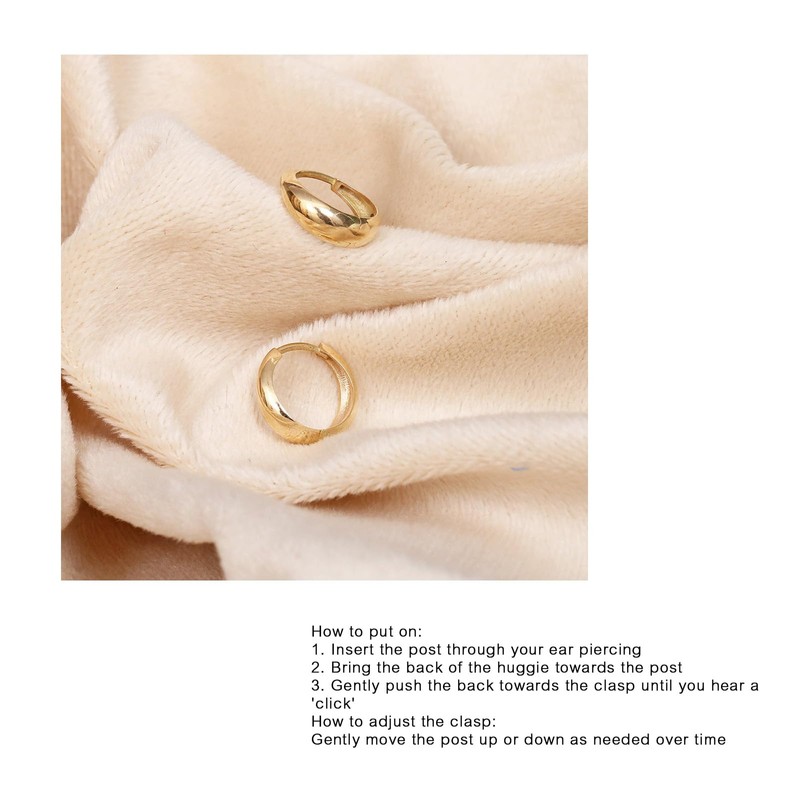 Gold Hoop Earrings for Women,14K Gold Plated Hypoallergenic Small Huggie