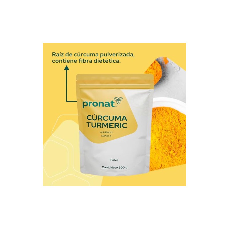 PRONAT | Cúrcuma Turmeric, Suplemento Alimenticio, Alimento en Polvo, Bolsa